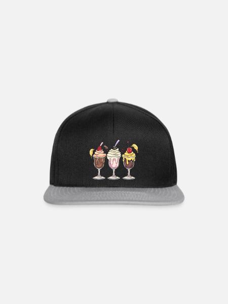 Eiscreme Eisbecher Grafik - Snapback Cap - Schwarz/Grau