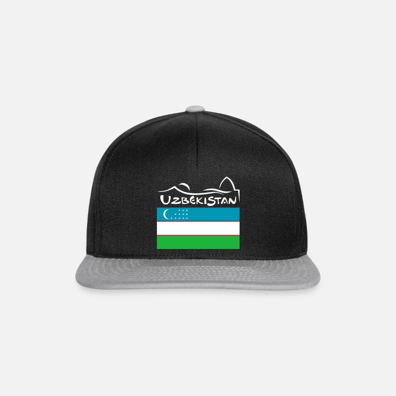 Usbekistan Flagge Heimat Usbek Geschenk - Snapback Cap - Schwarz/Grau