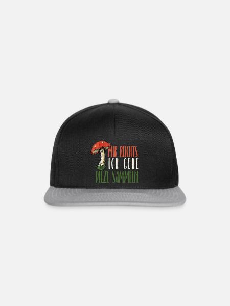 Ich gehe Pilze Sammeln - Snapback Cap - Schwarz/Grau