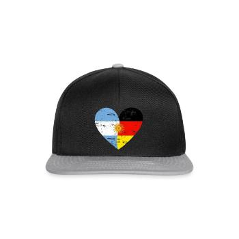 Drapeau coeur Argentine Allemagne Drapeau - Casquette snapback - noir/gris - Devant