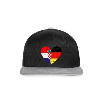 Drapeau coeur Croatie Allemagne Drapeau - Casquette snapback - noir/gris - Devant