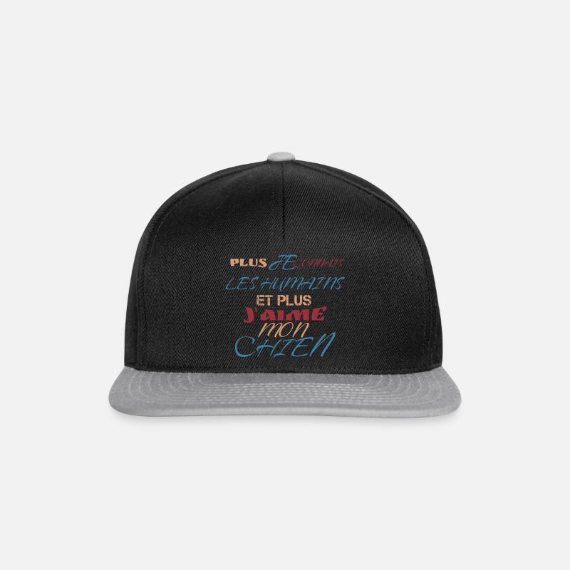 PLUS JE CONNAIS LES HUMAIS PLUS J aime mon chien - Casquette snapback - noir/gris