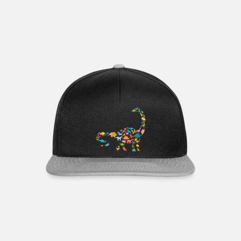 Brachiosaurus Dinosaurier - Snapback Cap - Schwarz/Grau