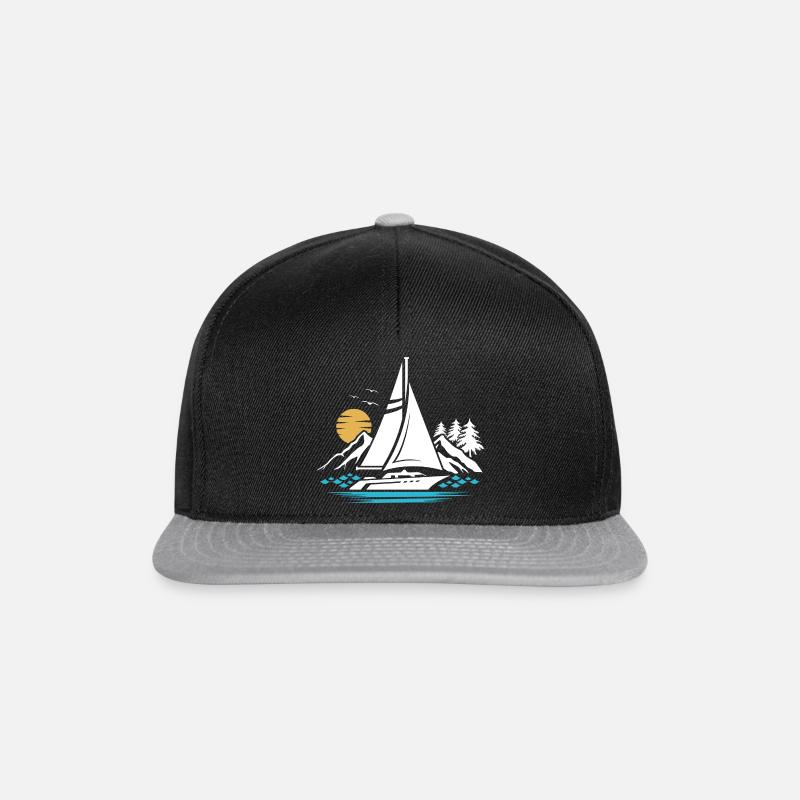 Segelboot - Snapback Cap - Schwarz/Grau