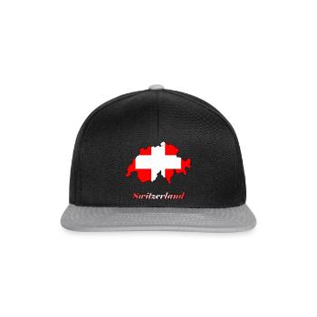 Schweiz mit Schriftzug "Switzerland" - Snapback Cap - Schwarz/Grau - Vorne
