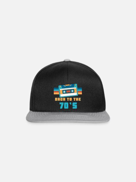 Kassette Back To 70's Geschenk 70er Jahre Party - Snapback Cap - Schwarz/Grau