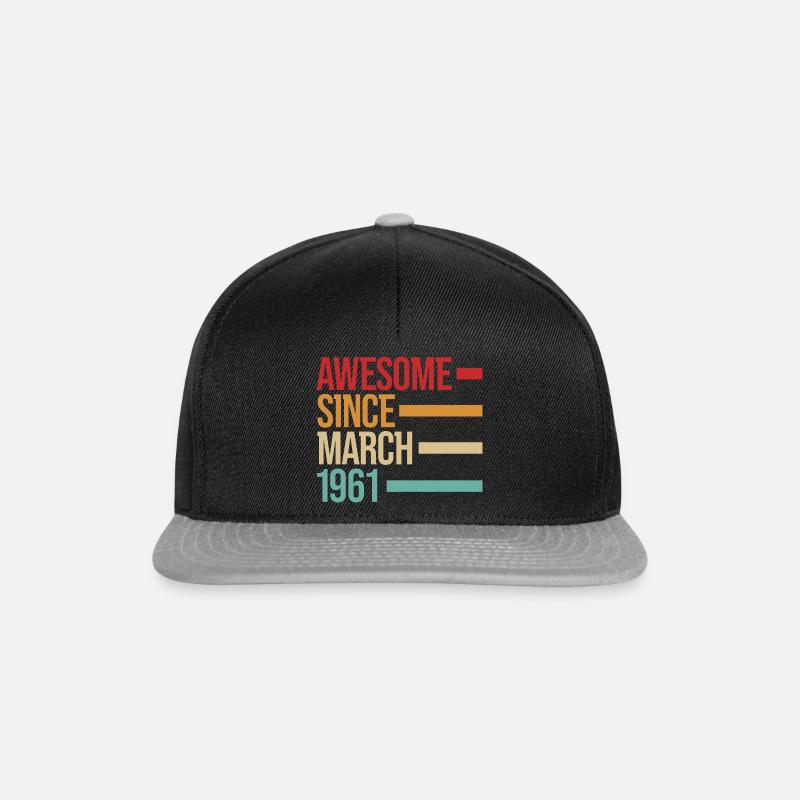 Geburstag Awesome Since March 1961 - Snapback Cap - Schwarz/Grau