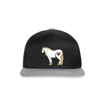 Love heart horse - Snapback Cap - black/grey - Front