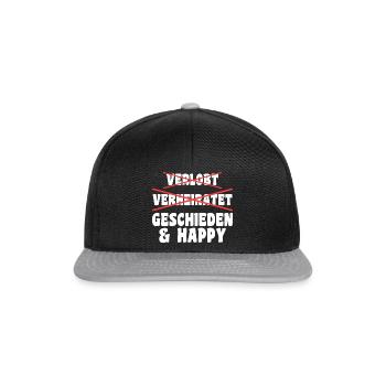Geschieden Scheidung Scheidungsparty - Snapback Cap - Schwarz/Grau - Vorne