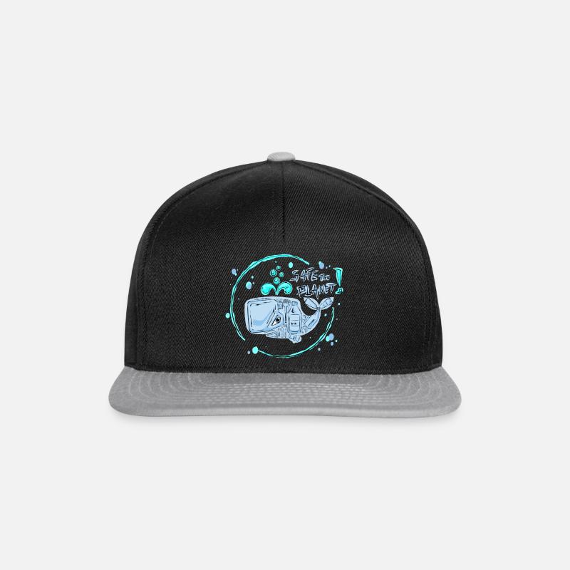 Safe the Planet,Waal,Plastic,Sea,Beach,Fish, - Snapback Cap - black/grey