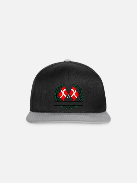 Dänemark Flaggen Lorbeerkranz Banner - Snapback Cap - Schwarz/Grau