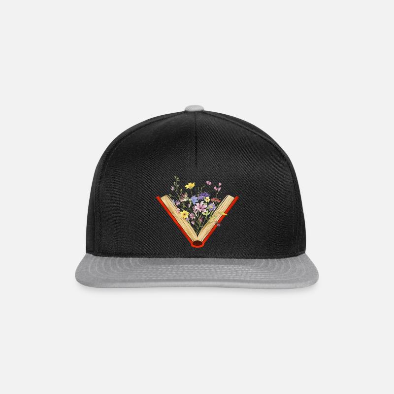 Wildflowers Book - Künstlerischer Buchliebhaber Reader - Snapback Cap - Schwarz/Grau