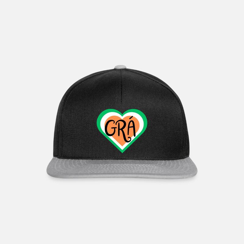 Grá - Irish Love design - Irish Flag - Snapback Cap - black/grey