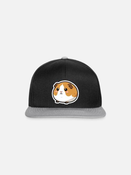 Meerschweinchen Kopf Sticker - Snapback Cap - Schwarz/Grau
