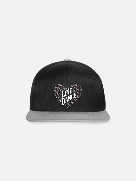 Line Dance Herz Motiv - Snapback Cap - Schwarz/Grau