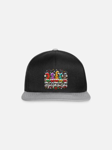 Bunte Weihnachtsmützen mit Lichterkette - Snapback Cap - Schwarz/Grau