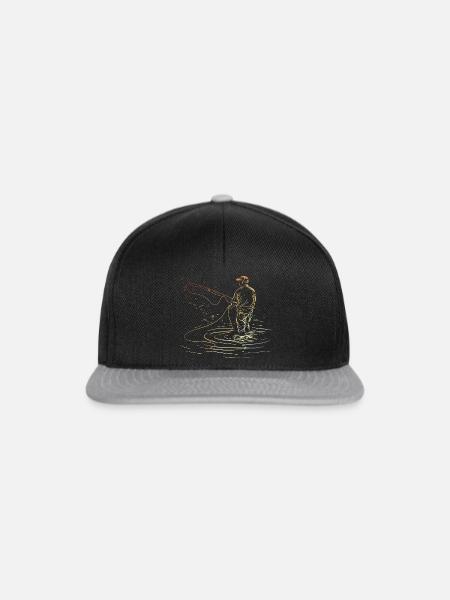Angeln Skizze Retro - Snapback Cap - Schwarz/Grau