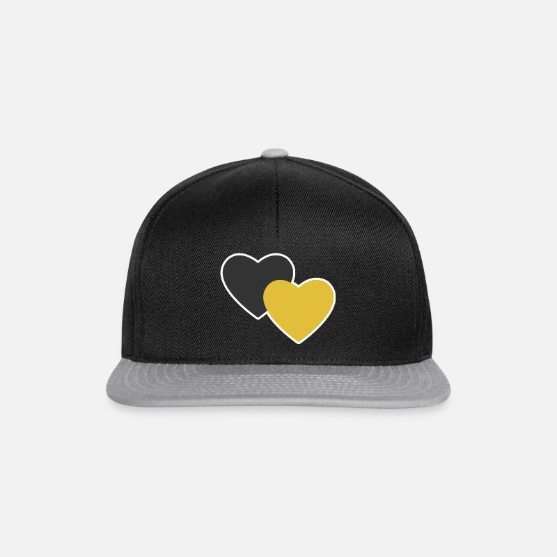 Schwarz Gelb Liebe Herz - Snapback Cap - Schwarz/Grau