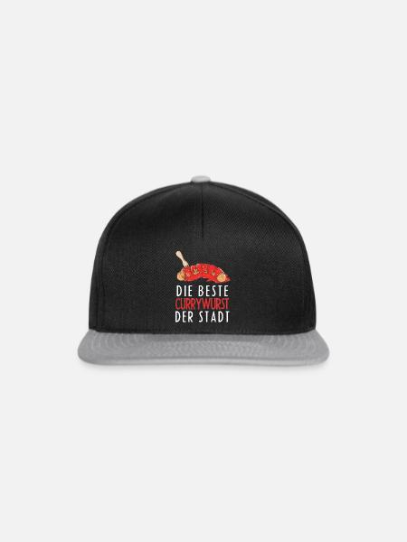 Die Beste Currywurst Der Stadt Imbiss Pommesbude - Snapback Cap - Schwarz/Grau