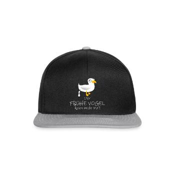 Der FRÜHE VOGEL kann mich mal! - Snapback Cap - Schwarz/Grau - Vorne