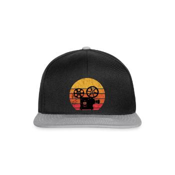 Regisseur Kameramann Kamera Retro Vintage Sunset F - Snapback Cap - Schwarz/Grau - Vorne