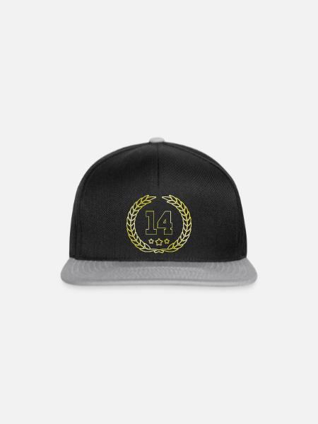 14 Zahl Kranz - Snapback Cap - Schwarz/Grau