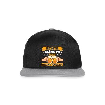 Echte Männer sind Hecht Angler - Snapback Cap - Schwarz/Grau - Vorne