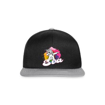 EVA - Süßer Name mit dabbing Einhorn - Snapback Cap - Schwarz/Grau - Vorne