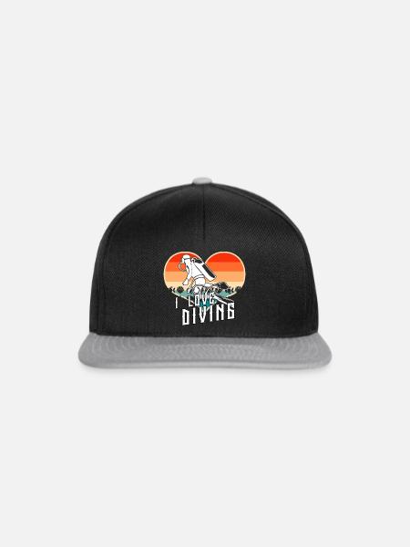 I Love Diving Scuba T-shirt - Snapback Cap - Schwarz/Grau