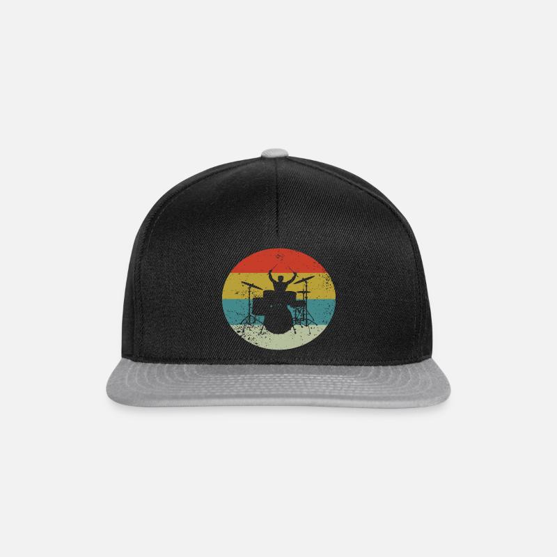 Schlagzeuger Retro Geschenk Schlagzeug - Snapback Cap - Schwarz/Grau