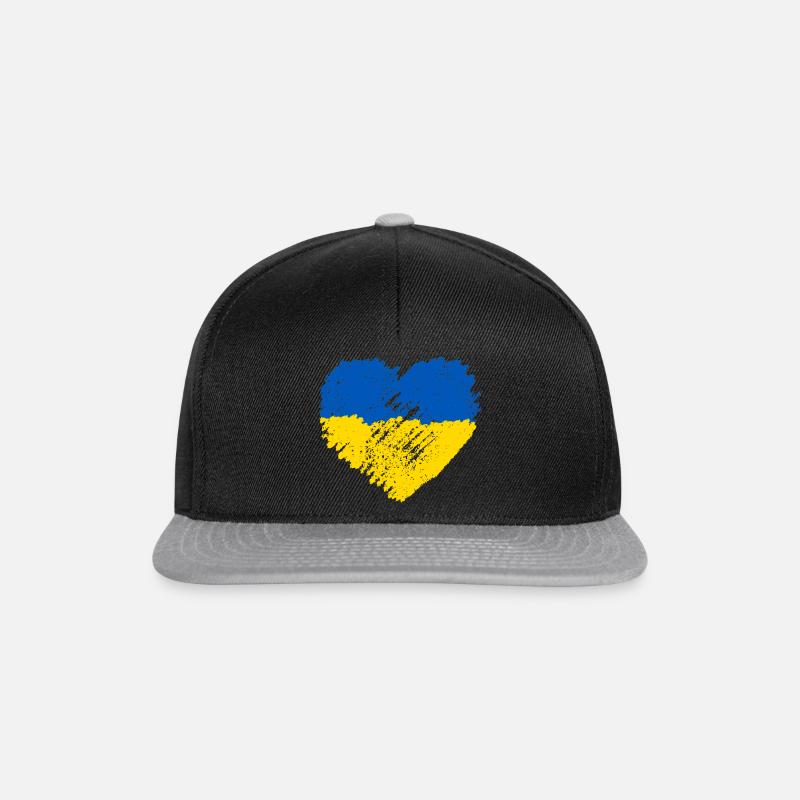 Ukraine Herz Support - Snapback Cap - Schwarz/Grau
