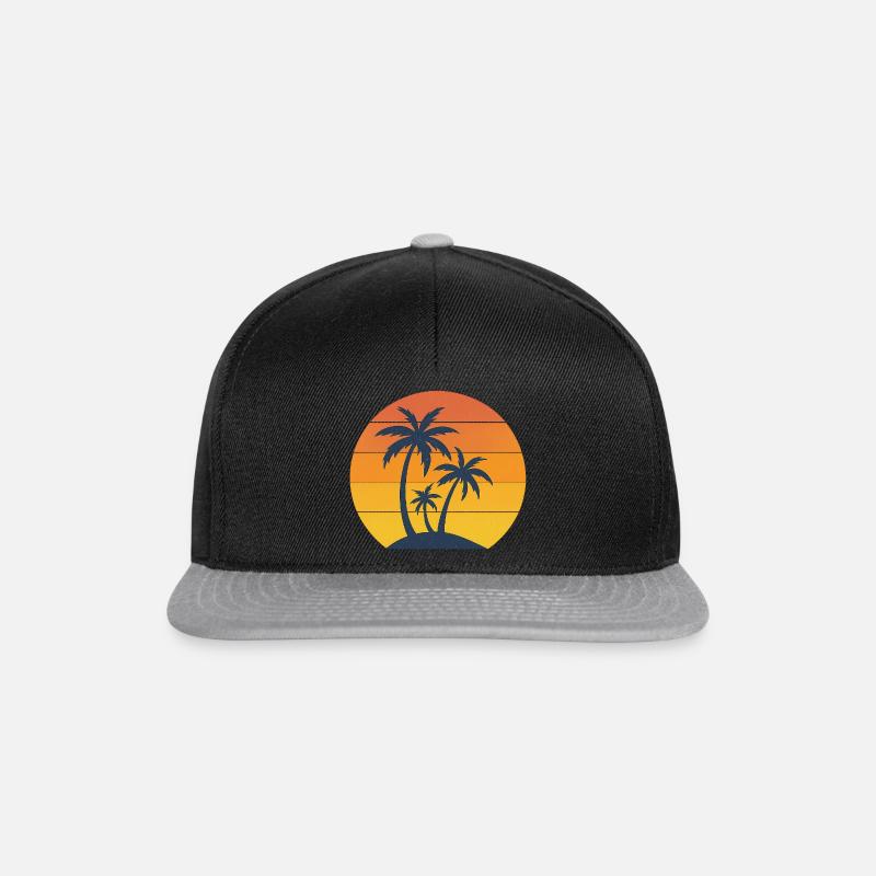 Retro Palm Sunset – Sommer-Vibes - Snapback Cap - Schwarz/Grau