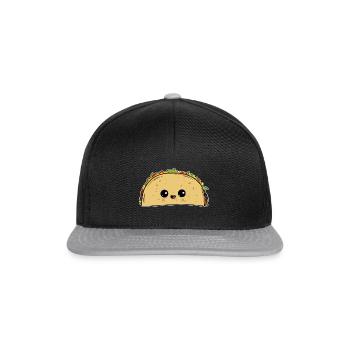 Taco Mexikanisches Essen Mexiko Kawaii Kind Süß - Snapback Cap - Schwarz/Grau - Vorne