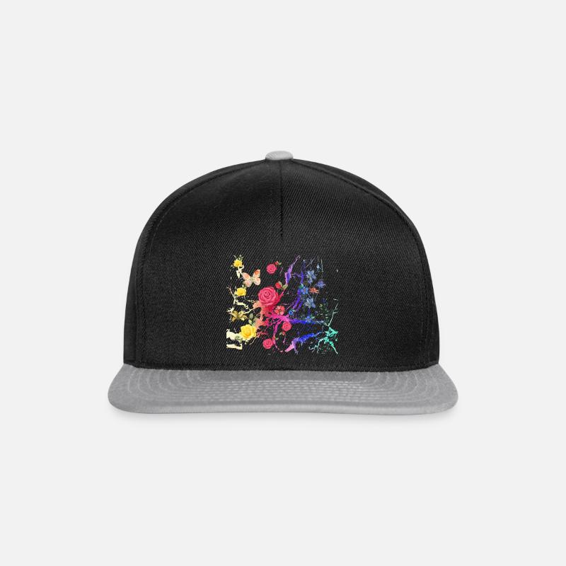 Fleurs,Fleur,Printemps,Fleurs, Abstrait - Casquette snapback - noir/gris