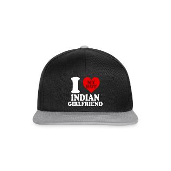Ich liebe meine indische Freundin Lustiges Herz - Snapback Cap - Schwarz/Grau - Vorne