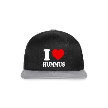Ich liebe Hummus Veganes Gemüse Essen Lustiges Herz - Snapback Cap - Schwarz/Grau - Vorne
