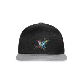 hummingbird, graffiti, painting, watercolor, bird, colorful - Snapback Cap - black/grey - Front