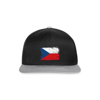 République tchèque Tchéquie drapeau drapeau paix Vintage - Casquette snapback - noir/gris - Devant