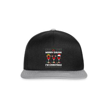 Ugly Christmas Wein Bier Merry Drunk Im Christmas - Casquette snapback - noir/gris - Devant