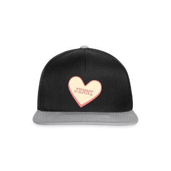 Jenni Last Name First Name Pink Sugar Heart - Snapback Cap - black/grey - Front