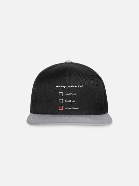 Wie magst du deine Eier? - Snapback Cap - Schwarz/Grau