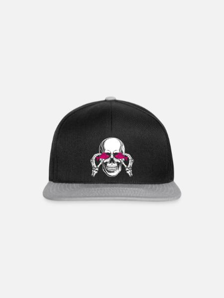 Skull mit Pinkfischen - Snapback Cap - Schwarz/Grau