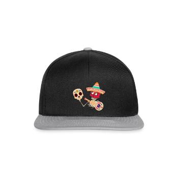 Dia de muertos,Mariachi,kostüm,tag der toten,maske - Snapback Cap - Schwarz/Grau - Vorne
