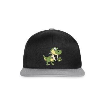 Dino Schultüte Schultasche Dinosaurier Einschulung - Snapback Cap - Schwarz/Grau - Vorne