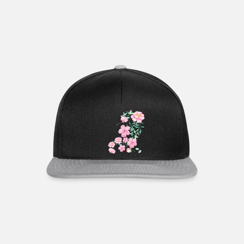 Kirschblüte,blumen,blüte,floral , Blume - Snapback Cap - Schwarz/Grau