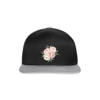 Pfingstrosen Bouquet in Rosa - Snapback Cap - Schwarz/Grau - Vorne