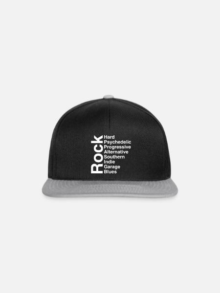 Rock-Genre-Stack-Typografie-Kunst - Snapback Cap - Schwarz/Grau