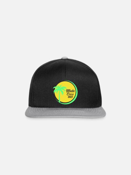 Malle Crew 2027 Palmen Design - Snapback Cap - Schwarz/Grau