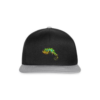 Chamäleon | Low Poly - Snapback Cap - Schwarz/Grau - Vorne