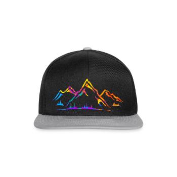 Berge Berg Silhouette Bergsteigen Wanderung - Snapback Cap - Schwarz/Grau - Vorne